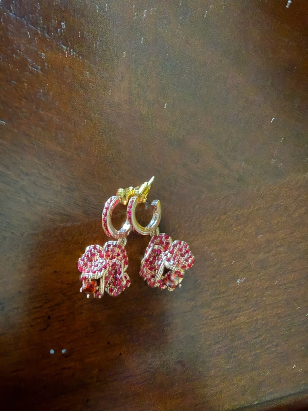 kate spade Gold-Tone Hoop Earrings with Pink Crystal Floral Drops